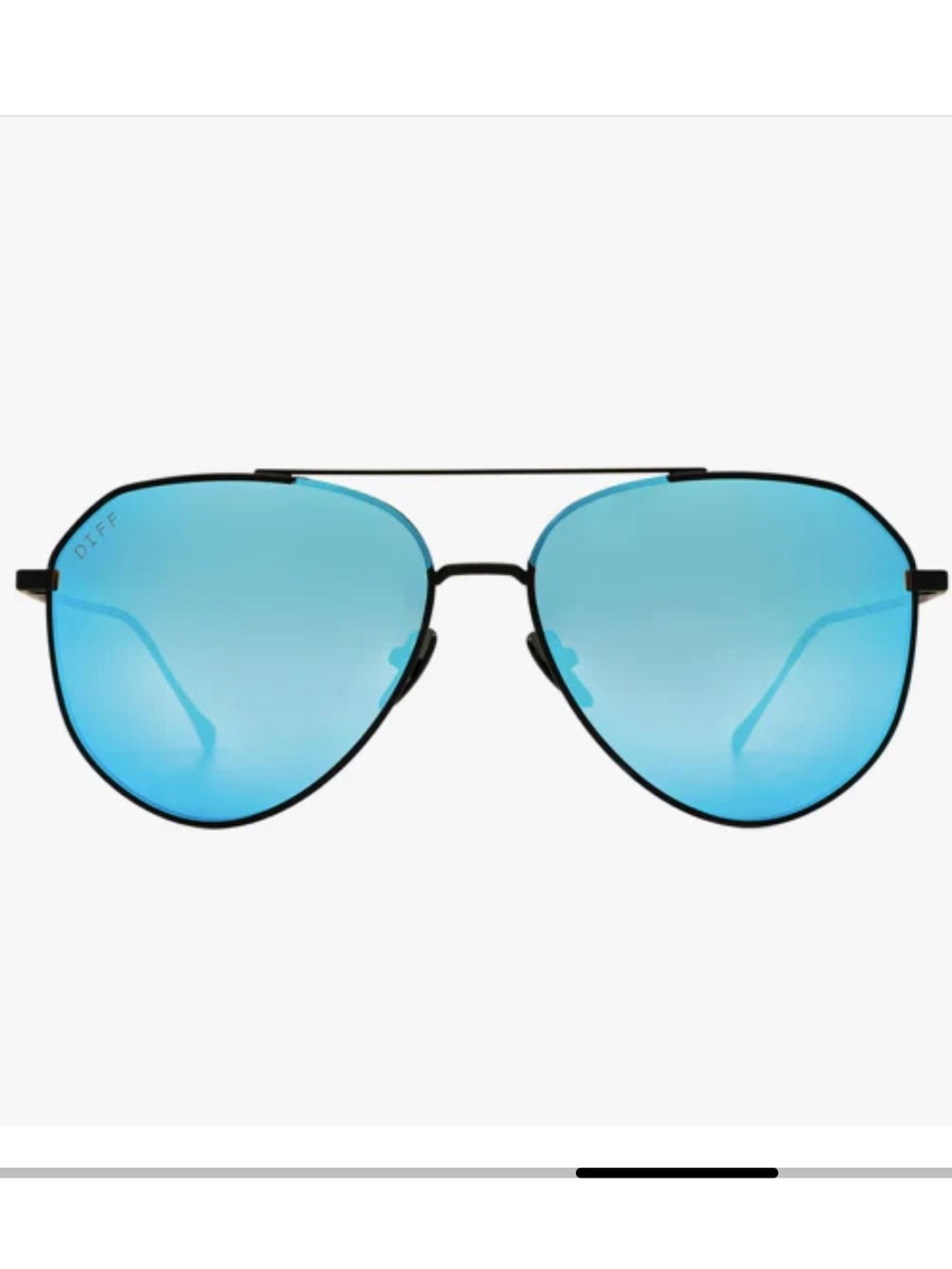 Diff AVIATOR IN MATTE BLACK WITH BLUE MIRROR POLARIZED LENS - Picture 2 of 14